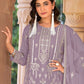 Rajwada Lavender Organza Embroidered Semi-Sitched Kurta Set For Women