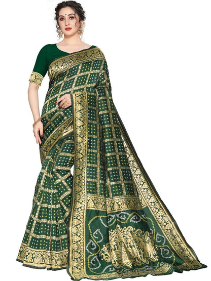 Rajwada Olive Silk Blend Embellished Saree For Women