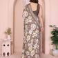 Rajwada Brown Georgette Floral Print Saree For Women