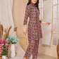 Rajwada Magenta Rayon Floral Printed Semi-Stitched Co-Ord Set For Women