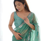 Rajwada Sea Green Net Sequins Embroidered Saree With Unstitched Blouse For Women