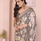 Rajwada Brown Georgette Floral Print Saree For Women