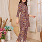 Rajwada Magenta Rayon Floral Printed Semi-Stitched Co-Ord Set For Women