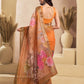 Rajwada Orange Cotton Linen Zari Work Saree For Women