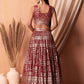 Rajwada Maroon Georgette Embellished Semi-Stitched Lehenga For Women