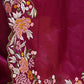 Rajwada Wine Silk Blend Embroidered Saree With Unstitched Blouse For Women