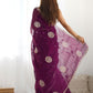 Rajwada Wine Chiffon Embroidered Elegant Saree For Women