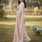 Rajwada Peach Organza Embroidered And Cutwork Solid Saree For Women