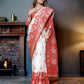 Rajwada White Silk Blend Woven Saree For Women