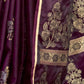 Rajwada Wine Silk Blend Woven Saree With Unstitched Blouse For Women