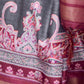 Rajwada Grey Silk Blend Printed Saree With Unstitched Blouse For Women