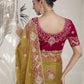 Rajwada Mustard Embroidered Silk Blend Saree With Unstitched Blouse For Women
