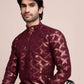 Rajwada Maroon Silk Blend Sequins Stitched  Kurta For Men