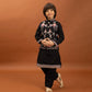 Rajwada Black Viscose Silk Embroidered Stitched Kurta Set For Kids