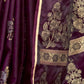 Rajwada Wine Silk Blend Woven Saree With Unstitched Blouse For Women