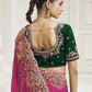 Rajwada Dark Pink Satin Embroidered Saree For Women