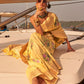 Rajwada Yellow Chinon Woven Saree With Unstitched Blouse for Women