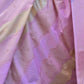 Rajwada Lavender Silk Blend Woven Saree With Unstitched Blouse For Women