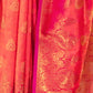 Rajwada Pink Silk Blend Woven Saree With Unstitched Blouse For Women