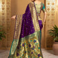 Rajwada Deep Purple Silk Blend Woven Pithani Saree For Women