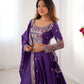 Rajwada Purple Silk Blend Embroidered Semi-Stitched lehenga For Women