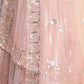 Rajwada Baby Pink Georgette Embellished Semi-Stitched Lehenga For Women
