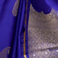 Rajwada Royal Blue Satin Woven Saree With Unstitched Blouse For Women