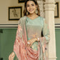 Rajwada Sky Blue Silk Blend Printed Stitched Kurta Set For Women