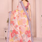 Rajwada Peach Cotton Linen Printed Saree For Women