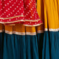 Rajwada Multicolor Cotton Blend Solid With Golden Border Semi-Stitched Lehenga For Women