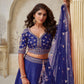 Rajwada Dark Blue Silk Blend Embroidered Semi-Stitched Lehenga For Women