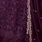 Rajwada Wine Georgette Embroidered Semi-Stitched Kurta Set For Women