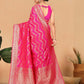 Rajwada Pink Woven Banarasi Silk Saree With Unstitched Blouse for Women