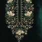Rajwada Dark Green Velvet Embroidery Semi-Stitched Kurta Set For Women