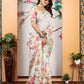 Rajwada Off White Cotton Linen Solid Printed Saree For Women