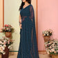 Rajwada Teal Blue Georgette Embellished Saree For Women