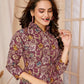 Rajwada Magenta Rayon Floral Printed Semi-Stitched Co-Ord Set For Women