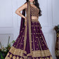 Rajwada Dark Purple Georgette Embroidered Semi-Stitched lehenga For Women