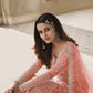 Rajwada Peach Silk Blend Embroidered Semi Stitched Kurta Set For Women