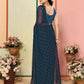 Rajwada Teal Blue Georgette Embellished Saree For Women