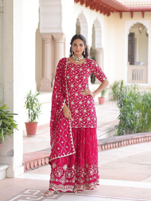 Rajwada Pink Georgette Embroidered Kurta Set For Women
