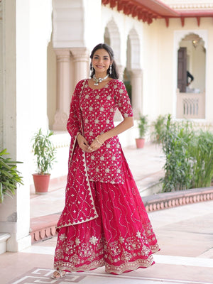 Rajwada Pink Georgette Embroidered Kurta Set For Women