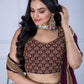 Rajwada Dark Purple Georgette Embroidered Semi-Stitched lehenga For Women