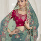 Rajwada Teal Organza Embroidered Elegant Saree For Women