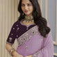Rajwada Purple Georgette Embroidered Elegant Saree For Women