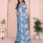 Rajwada Blue Georgette Floral Print Saree For Women