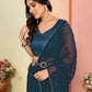Rajwada Teal Blue Georgette Embellished Saree For Women