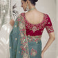 Rajwada Teal Organza Embroidered Elegant Saree For Women