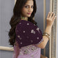 Rajwada Purple Georgette Embroidered Elegant Saree For Women