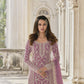 Rajwada Mauve Silk Blend Embroidered Semi Stitched Kurta Set For Women